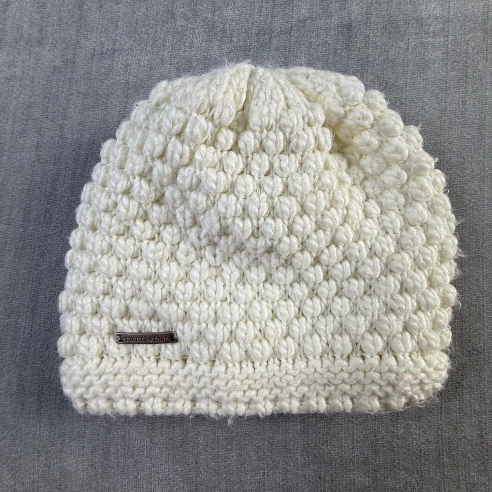 Turtle Fur Women Cream White‎ Chunky Knit Fleece Lined Beanie Winter Hat